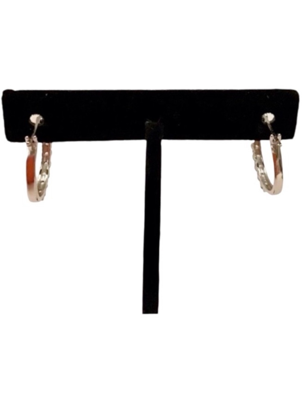 Sterling Silver (925) Lab Created White Sapphire Hoop Earrings (NWT) - Picture 5 of 7